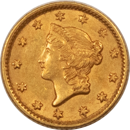 $1 1854 $1 GOLD DOLLAR, TYPE I – HIGH GRADE, NEARLY UNCIRCULATED, LOOKS CHOICE!