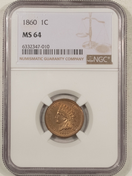 Indian 1860 INDIAN CENT – NGC MS-64, SMOOTH & LUSTROUS!
