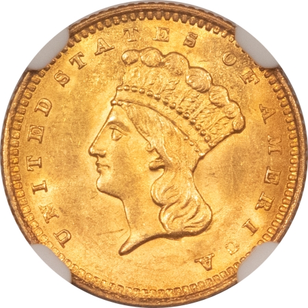 $1 1861 $1 GOLD DOLLAR – NGC MS-63, FLASHY & CHOICE! CIVIL WAR DATE!