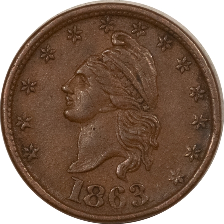 Civil War & Hard Times 1863 CIVIL WAR PATRIOTIC TOKEN, OUR COUNTRY, R-1, 1/229 – PLEASING CIRCULATED!