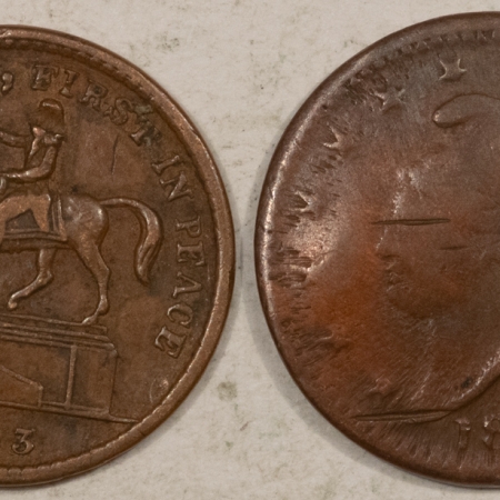 Civil War & Hard Times 1863 DATED PAIR CIVIL WAR PATRIOTIC TOKENS R-2, 23/306, 173/272 DECENT W/ ISSUES
