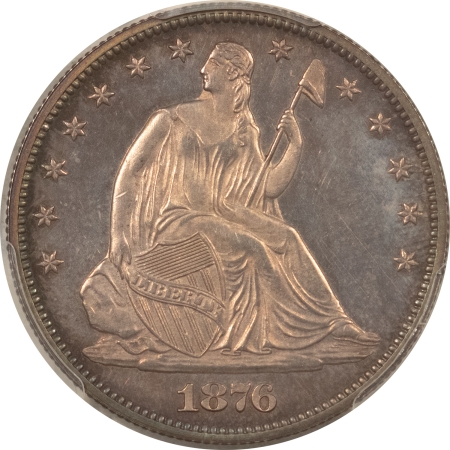 Liberty Seated Halves 1876 PROOF SEATED LIBERTY HALF DOLLAR – PCGS PR-63, PRETTY ORIGINAL! CENTENNIAL!