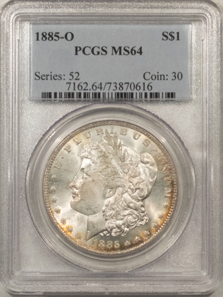 Morgan Dollars 1885-O MORGAN DOLLAR – PCGS MS-64, FRESH, PLEASING!