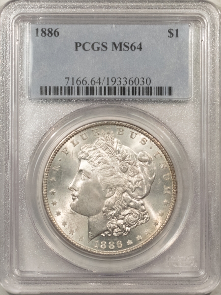 Morgan Dollars 1886 MORGAN DOLLAR – PCGS MS-64, FRESH & PREMIUM QUALITY!