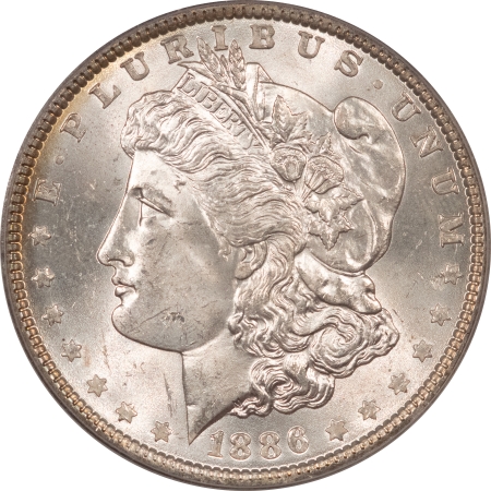 Morgan Dollars 1886 MORGAN DOLLAR – PCGS MS-64, FRESH WHITE, PREMIUM QUALITY!
