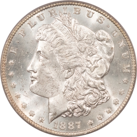 Morgan Dollars 1887 MORGAN DOLLAR – PCGS MS-64, BLAST WHITE, SEMI-PROOFLIKE!