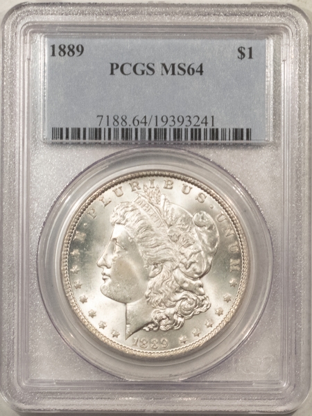Morgan Dollars 1889 MORGAN DOLLAR – PCGS MS-64, BLAST WHITE!