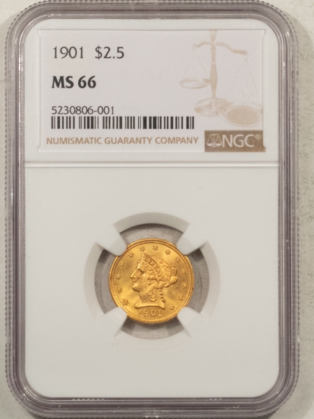 $2.50 1901 $2.50 LIBERTY GOLD – NGC MS-66, GREAT SKIN!