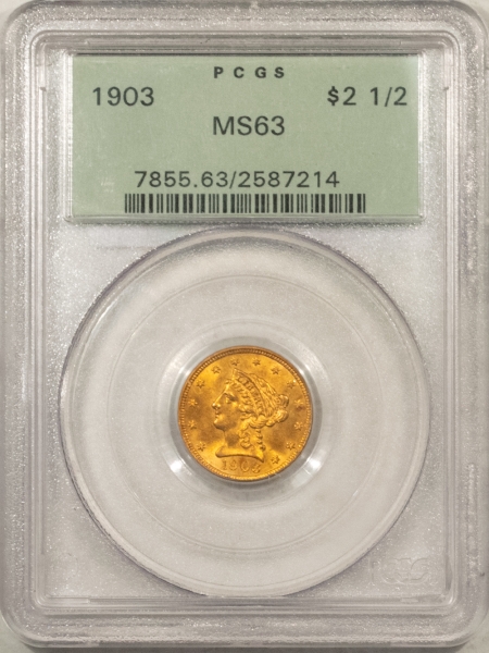 $2.50 1903 $2.50 LIBERTY GOLD – PCGS MS-63, OLD GREEN HOLDER!