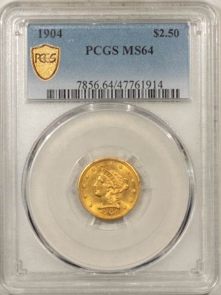 $2.50 1904 $2.50 LIBERTY GOLD – PCGS MS-64, FLASHY ORIGINAL