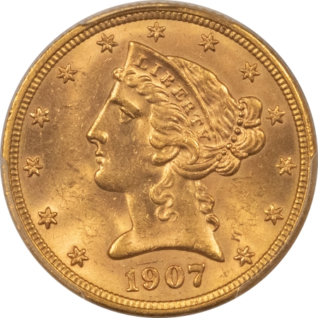 $5 1907-D $5 LIBERTY GOLD – PCGS MS-64, GREAT SKIN!