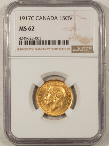 Bullion 1917-C CANADA GOLD 1 SOVEREIGN KM-20 – NGC MS-62