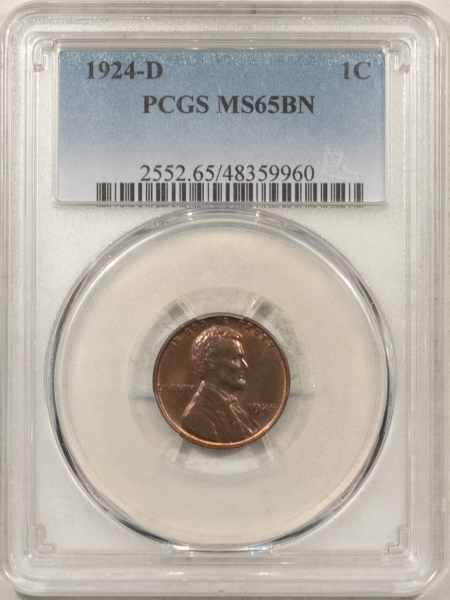 Lincoln Cents (Wheat) 1924-D LINCOLN CENT – PCGS MS-65 BN, FRESH GEM! TOUGH!