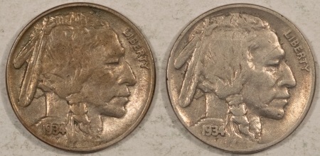 Buffalo Nickels 1934 BUFFALO NICKELS LOT/2 – HIGH GRADE CIRCULATED EXAMPLES!