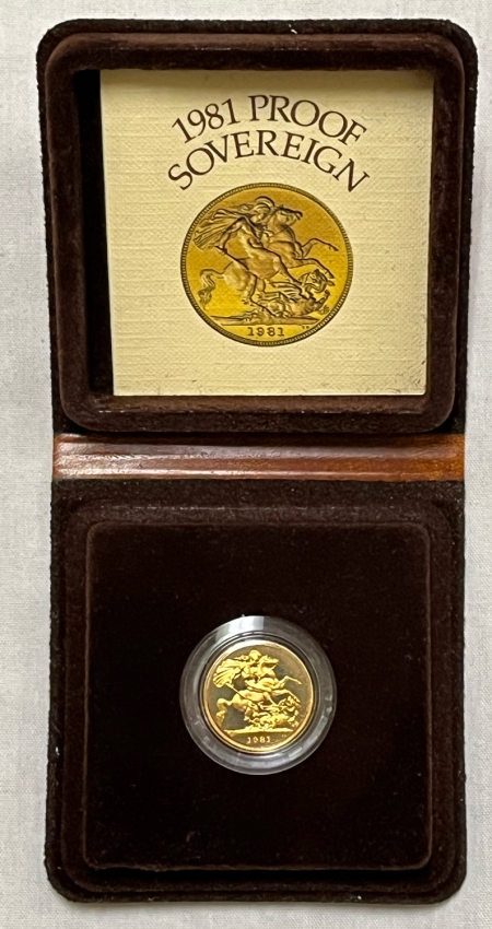 New Store Items 1981 GREAT BRITAIN PROOF GOLD SOVEREIGN, .2354 AGW, FRESH W/ ORIGINAL PACKAGING!
