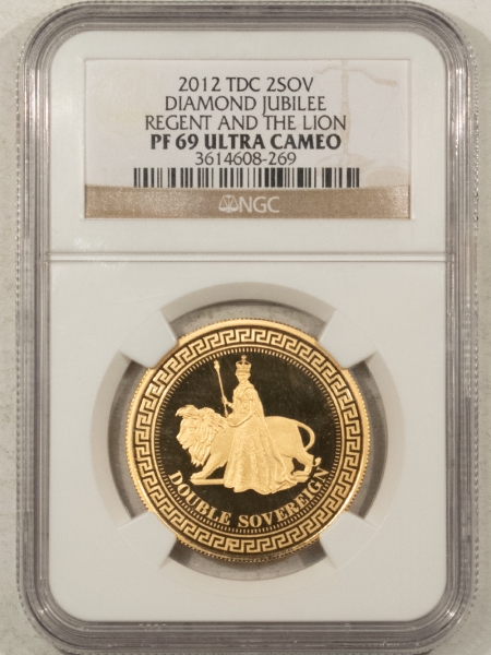 New Certified Coins 2012 TRISTIAN DE CUNHA 2 SOVEREIGN DIAMOND JUBILEE REGENT & LION NGC PF-69 UCAM