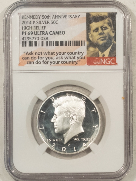 Kennedy Halves 2014-P PROOF SILVER KENNEDY HALF DOLLAR HIGH RELIEF – NGC PF-69 ULTRA CAMEO 50TH