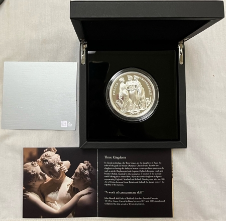 New Certified Coins RARE 2020 GREAT BRITAIN THREE GRACES 10 POUNDS, 5 OZ SILVER, GEM PROOF-OGP/CERT