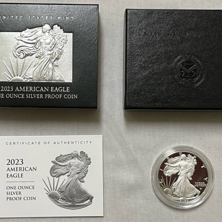 New Store Items 2023-W $1 PROOF AMERICAN SILVER EAGLE, 1 OZ – GEM PROOF WITH BOX AND COA!