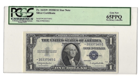 New Store Items 1935 $1 SILVER CERTIFICATE, STAR, FR-1618*, PCGS CURRENCY GEM NEW 65 PPQ