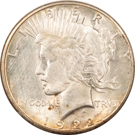 Dollars 1922-S PEACE DOLLAR – NEARLY UNCIRC W/ VERY HEAVY DIE POLISH LINES, LEFT OBVERSE