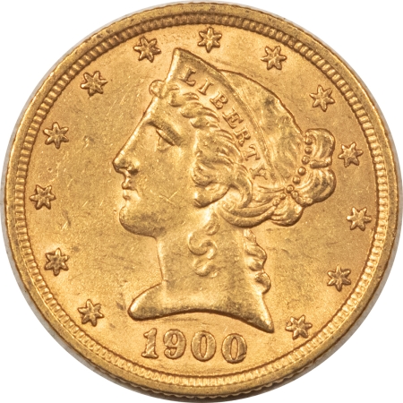 $5 1900 $5 LIBERTY HEAD GOLD – NICE FRESH ABOUT UNCIRCULATED+!