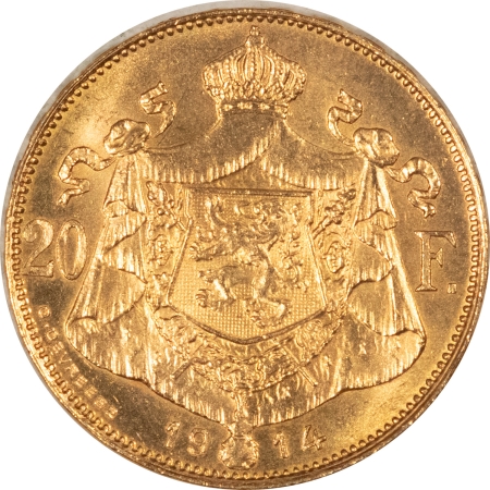 Bullion 1914 BELGIUM 20 FRANCS GOLD, KM-79, .1867 – FRESH CHOICE+ BRILLIANT UNCIRCULATED