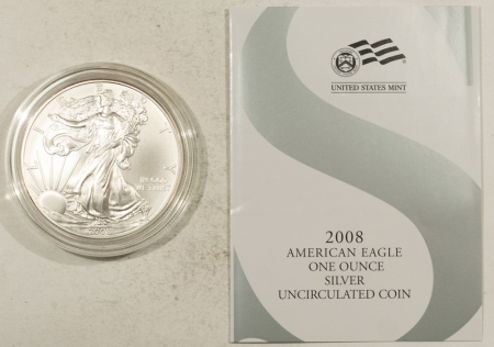 American Silver Eagles 2008-W BURNISHED UNCIRCULATED $1 AMERICAN SILVER EAGLE, 1 OZ, .999 GEM BU IN OGP