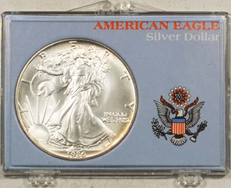 American Silver Eagles 1986 $1 AMERICAN SILVER EAGLE 1 OZ .999 – GEM UNCIRCULATED IN VINTAGE SNAP CASE!
