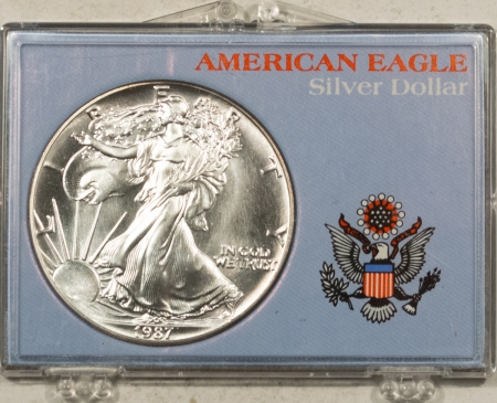 American Silver Eagles 1987 $1 AMERICAN SILVER EAGLE 1 OZ .999 – GEM UNCIRCULATED IN VINTAGE SNAP CASE!