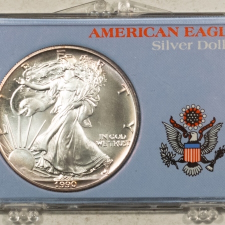 New Store Items 1990 $1 AMERICAN SILVER EAGLE 1 OZ .999 – GEM UNCIRCULATED IN VINTAGE SNAP CASE!