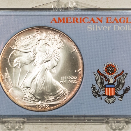 American Silver Eagles 1992 $1 AMERICAN SILVER EAGLE 1 OZ .999 – GEM UNCIRCULATED IN VINTAGE SNAP CASE!