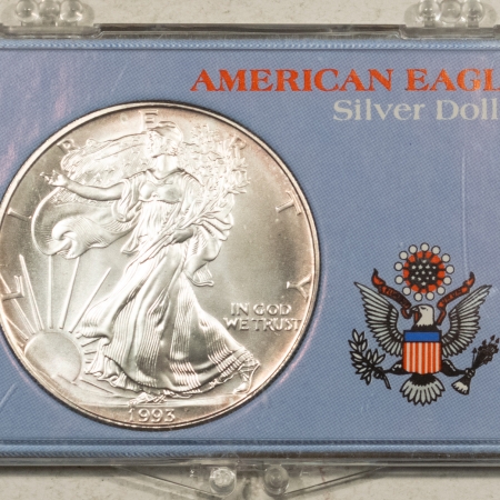 New Store Items 1993 $1 AMERICAN SILVER EAGLE 1 OZ .999 – GEM UNCIRCULATED IN VINTAGE SNAP CASE!