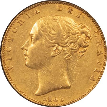 Bullion 1846 VICTORIA GOLD SOVEREIGN, SHIELD REVERSE, KM-736.1 – EXTRA FINE, .2354 AGW