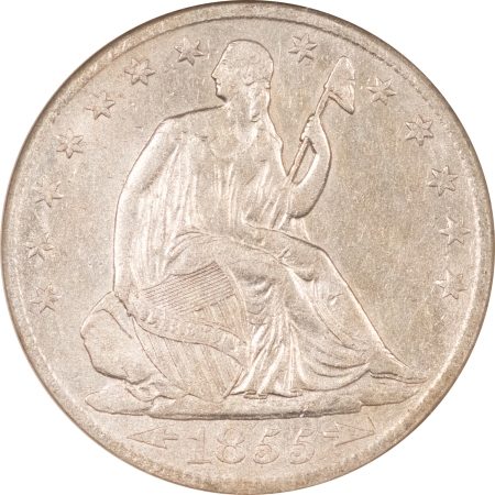 Liberty Seated Dollars 1855-O W/ARROWS SEATED LIBERTY HALF NGC SHIPWRECK EFFECT W/PRESENTATION BOX COA