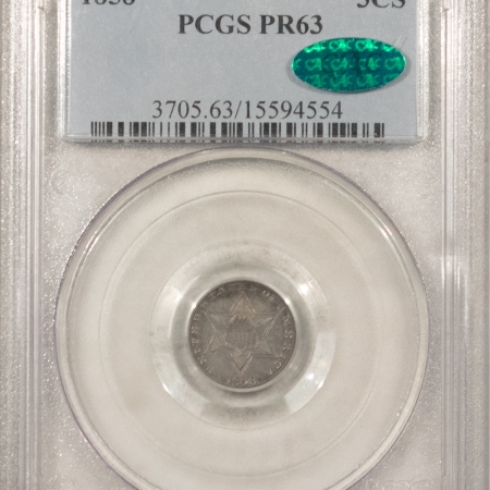 CAC Approved Coins 1858 PROOF THREE CENT SILVER – PCGS PR-63, RARE! 100 MINTAGE! CAC APPROVED!