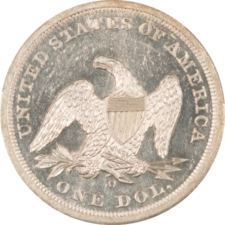 Liberty Seated Dollars 1860-O LIBERTY SEATED DOLLAR – PCGS MS-61 PL, POP 1, RARE IN PROOFLIKE! WOW!