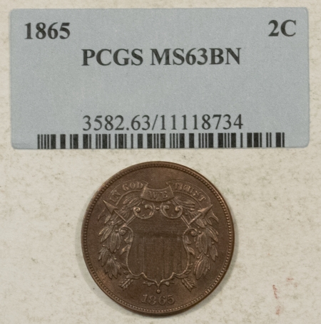 New Store Items 1865 TWO CENT PIECE – UNCIRCULATED W/ PCGS TAG! CHOICE!