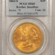 $20 1865 TY 1 $20 LIBERTY DOUBLE EAGLE GOLD SS REPUBLIC LABEL, DATE IN RIM NGC MS-62