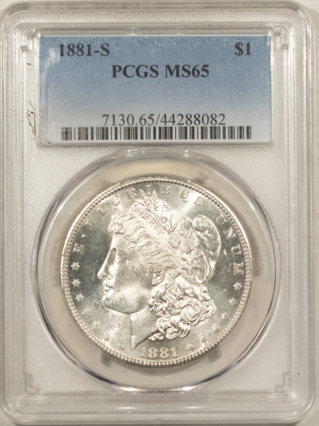 Morgan Dollars 1881-S MORGAN DOLLAR – PCGS MS-65, BLAST WHITE & PREMIUM QUALITY!