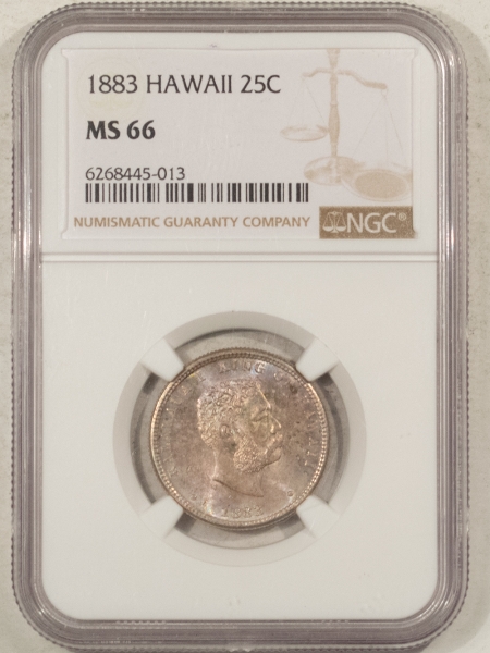 Hawaii/U.S. Territory Coins 1883 HAWAII QUARTER 25C – NGC MS-66, FRESH & LUSTROUS!