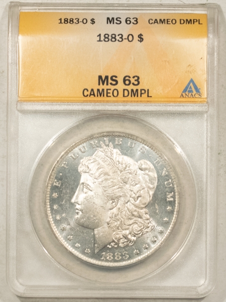 Morgan Dollars 1883-O MORGAN DOLLAR – ANACS MS-63 CAMEO DMPL, DEEP MIRRORS!
