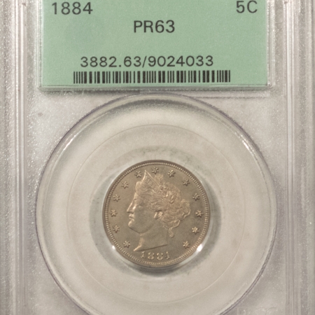 Liberty Nickels 1884 PROOF LIBERTY NICKEL – PCGS PR-63, OLD GREEN HOLDER, PQ!