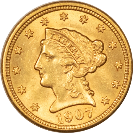 $2.50 1907 $2.50 LIBERTY GOLD – UNCIRCULATED, FLASHY!