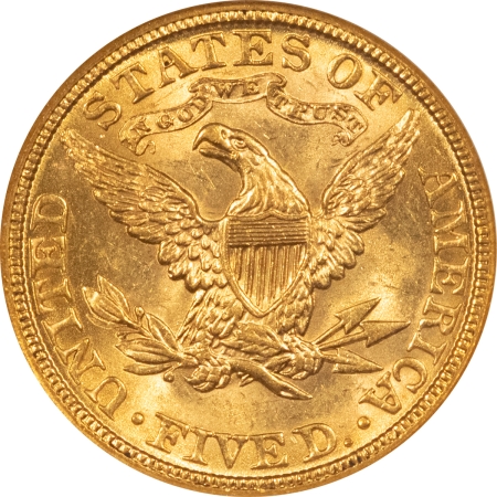 $5 1908 $5 LIBERTY GOLD – NGC MS – 61, LOOKS 63! FATTIE HOLDER, PREMIUM QUALITY!