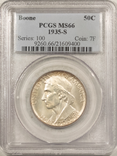 New Certified Coins 1935-S BOONE COMMEMORATIVE HALF DOLLAR- PCGS MS-66, PRISTINE & PREMIUM QUALITY!