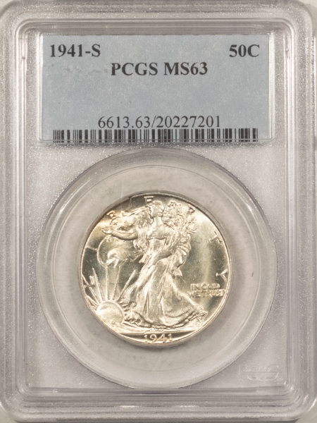 New Certified Coins 1941-S WALKING LIBERTY HALF DOLLAR – PCGS MS-63, PREMIUM QUALITY!