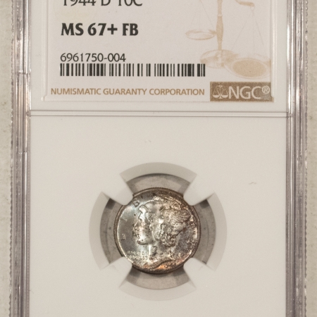 New Store Items 1944-D MERCURY DIME – NGC MS-67+ FB, SUPERB & PRETTY!