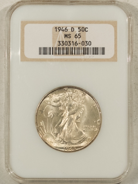New Certified Coins 1946-D WALKING LIBERTY HALF DOLLAR NGC MS-65, FATTIE HOLDER PREMIUM QUALITY++!