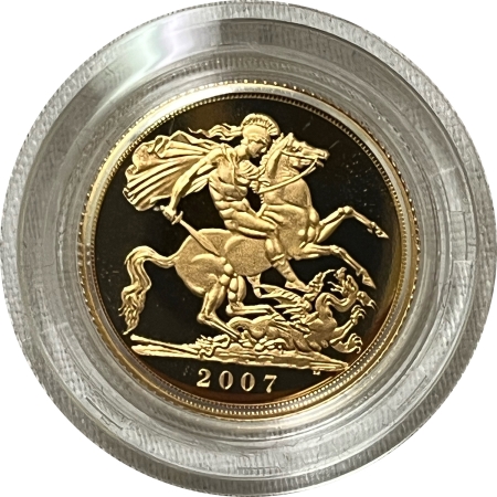 Bullion 2007 GREAT BRITAIN GOLD PROOF SOVEREIGN, A MASTERPIECE – GEM PROOF W/ OGP